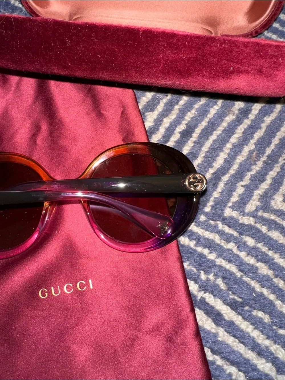 Gucci Women's Round Sunglasses in Burgundy Tortoiseshell